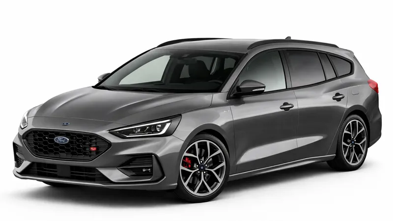 The car is a gray Ford Focus. It is offered for rental by the company Imperial Car Rental.
