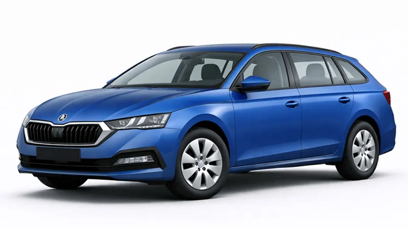 Blue Skoda Octavia offered for rental by Imperial Car Rental.