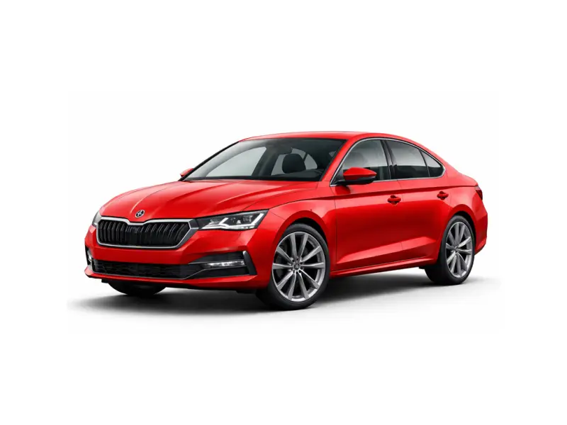 Une Skoda Octavia rouge est proposée à la location par la société Imperial Car Rental.