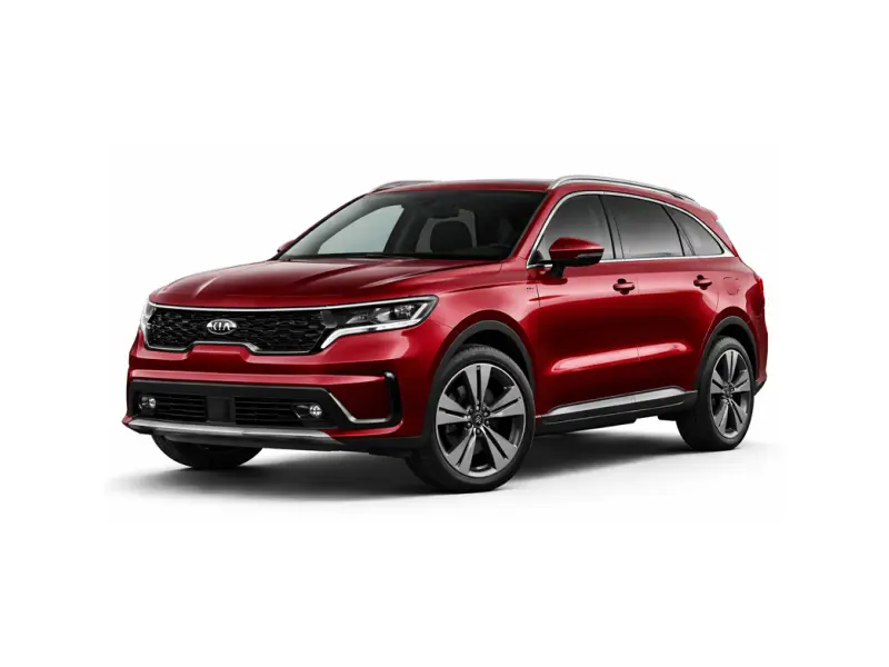 Der rote Kia Sorento wird von der Firma Imperial Car Rental zur Miete angeboten.