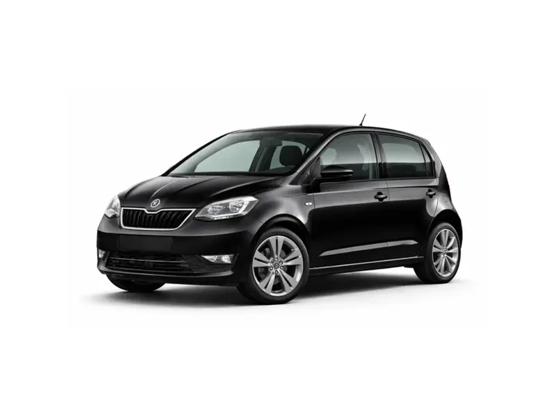 Een zwarte Skoda Citigo wordt aangeboden voor verhuur door Imperial Car Rental.