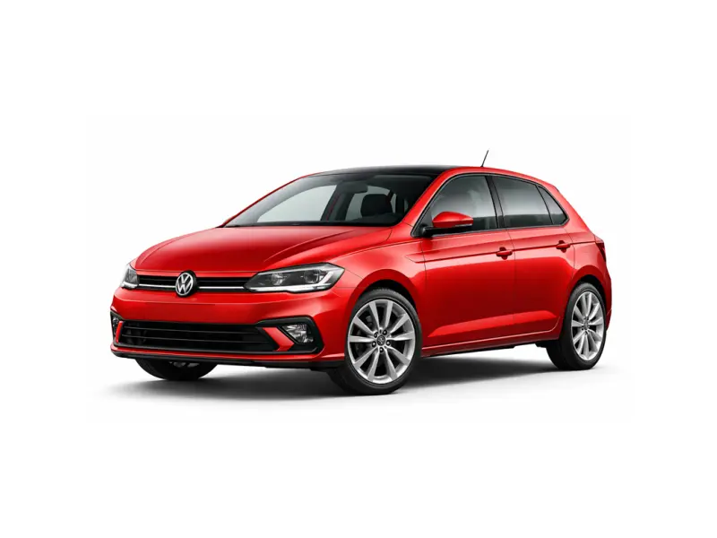 Una Volkswagen Polo di colore rosso è offerta per il noleggio dalla compagnia Imperial Car Rental.