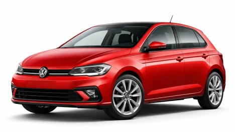 Der rote Volkswagen Polo wird von der Firma Imperial Car Rental zur Vermietung angeboten.