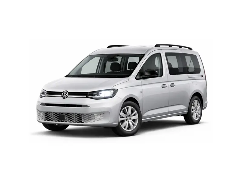 A white Volkswagen Caddy is offered for rental by the company Imperial Car Rental.