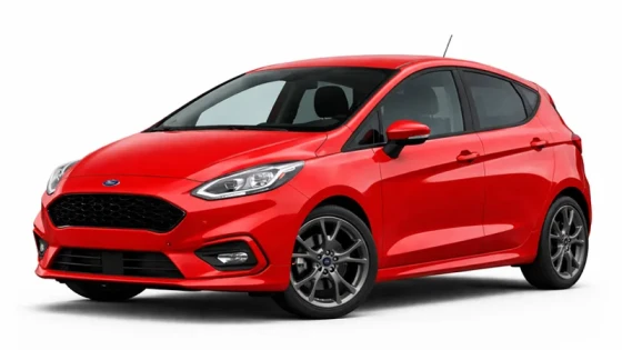 Red Ford Fiesta offered for rental by Imperial Car Rental.