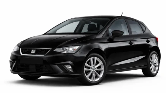 Schwarzer Seat Ibiza, angeboten zur Miete von Imperial Car Rental.