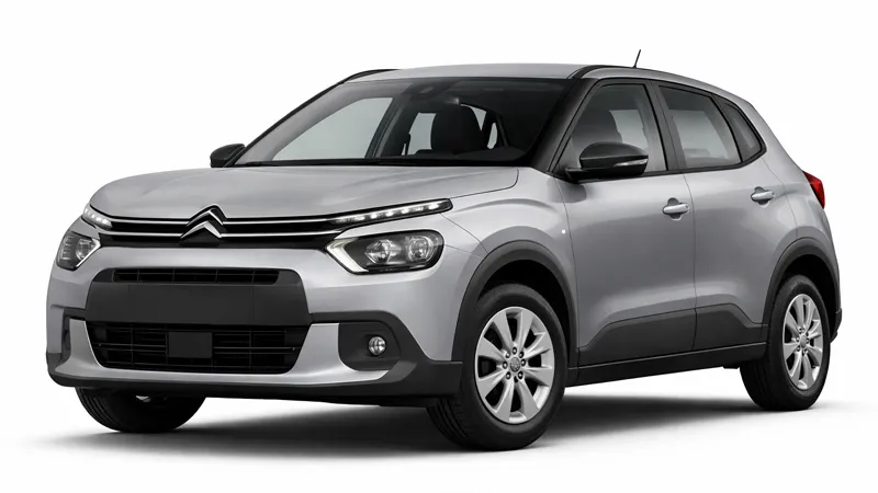 Citroën C3 gri kompakt kiralık araba, modern tasarımlı, araç kiralama için uygun.
