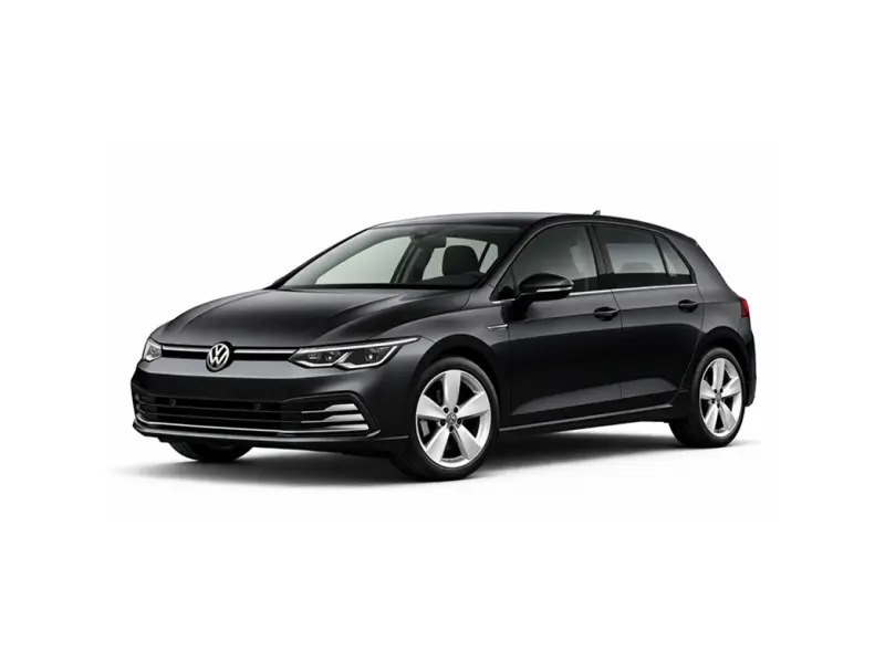 A black Volkswagen Golf offered for rental by the company Imperial Car Rental.