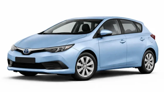 Light blue Toyota Auris offered for rental by Imperial Car Rental.
