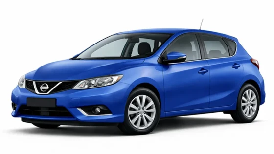 Blue Nissan Pulsar offered for rental by the company Imperial Car Rental.