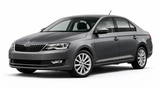 Gray Skoda Rapid offered for rental by the company Imperial Car Rental.