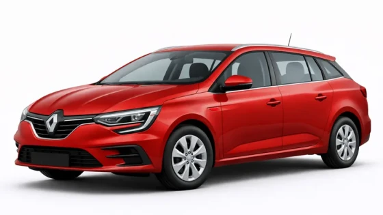 Κόκκινο αυτοκίνητο Renault Megane, διαθέσιμο για ενοικίαση από την εταιρεία Imperial Car Rental.