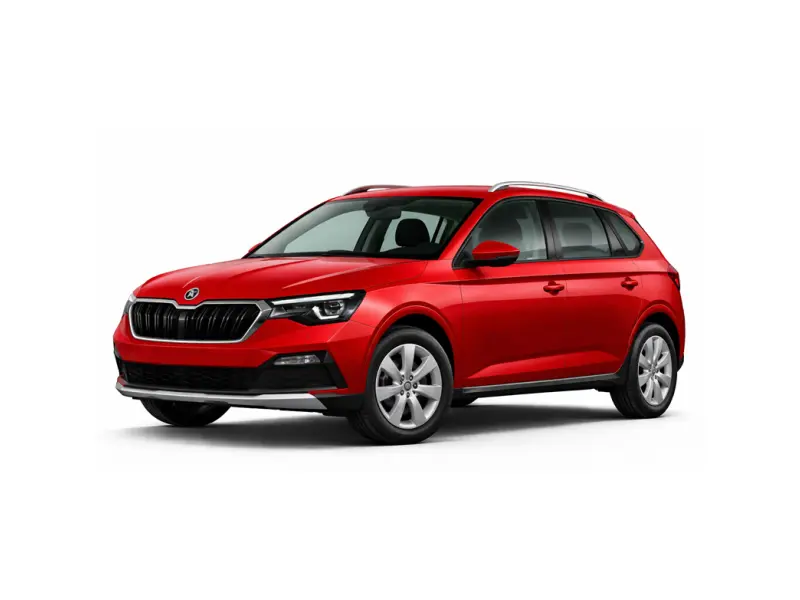 Una Skoda Kamiq di colore rosso offerta a noleggio dalla compagnia Imperial Car Rental.