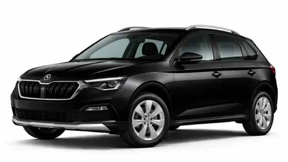 Coche negro modelo Skoda Kamiq, ofrecido para alquiler por la empresa Imperial Car Rental.