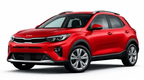 A red Kia Stonic is offered for rental by the company Imperial Car Rental.