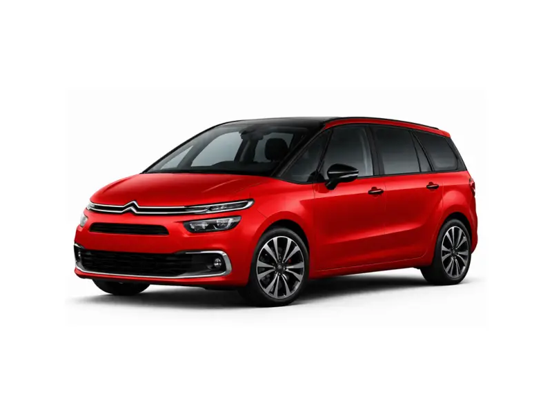 A red Citroen C4 offered for rental by the company Imperial Car Rental.
