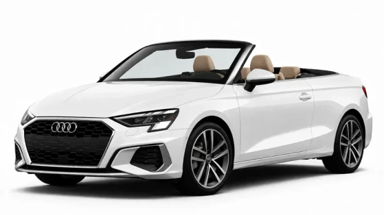 Witte Audi A3 cabriolet, te huur bij Imperial Car Rental.