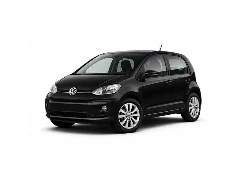 Czarny Volkswagen Up oferowany jest do wynajmu przez firmę Imperial Car Rental.
