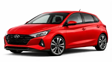 Red Hyundai i20 offered for rental by Imperial Car Rental.