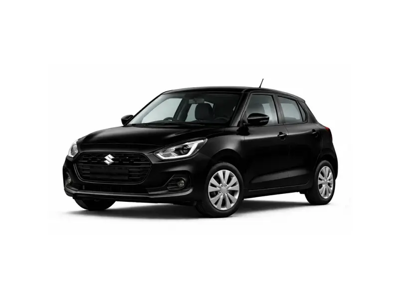 The car is a black Suzuki Swift. It is offered for rental by the company Imperial Car Rental.
