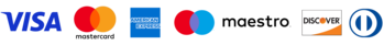 Visa, MasterCard, AmericanExpress, Maestro, Discover, Diners Club